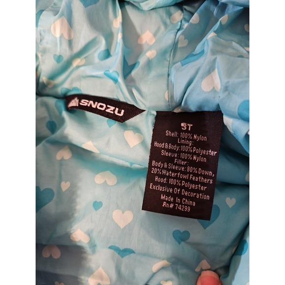 Snozu Puffer Jacket Down & Feather Violet Pink Fleece Lined Hood Girls 3T (A1183 - Picture 4 of 6